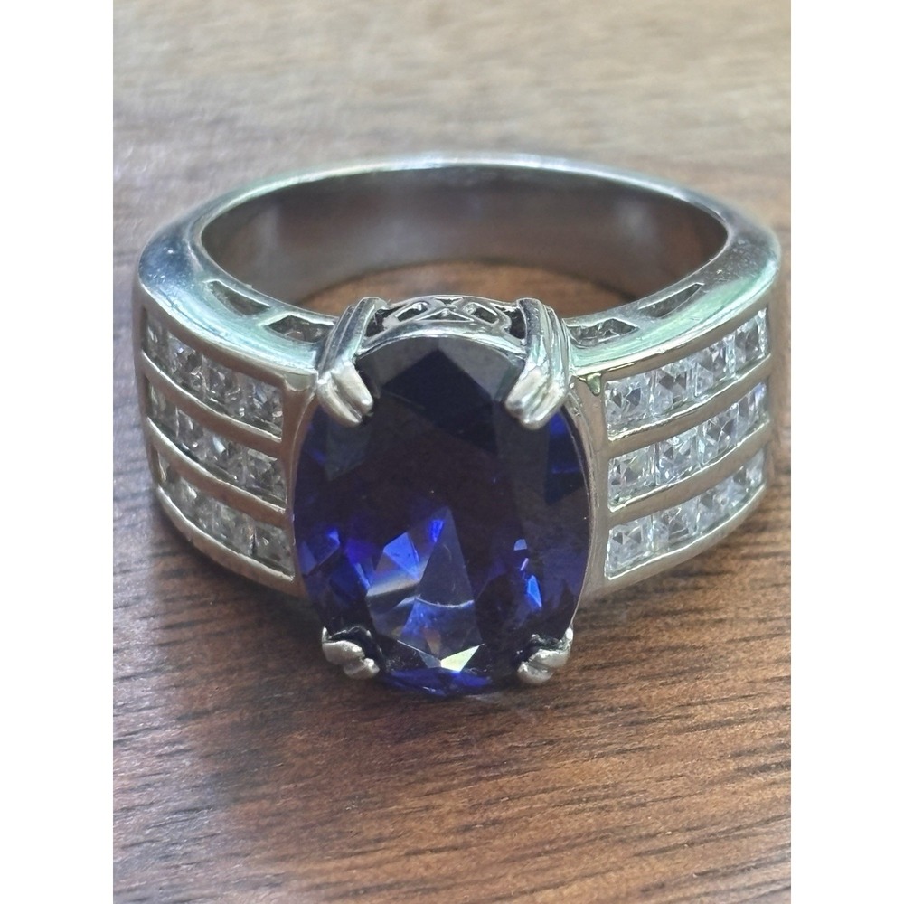 Lab Tanzanite Gemstone 925 Sterling Silver Ring Size 8